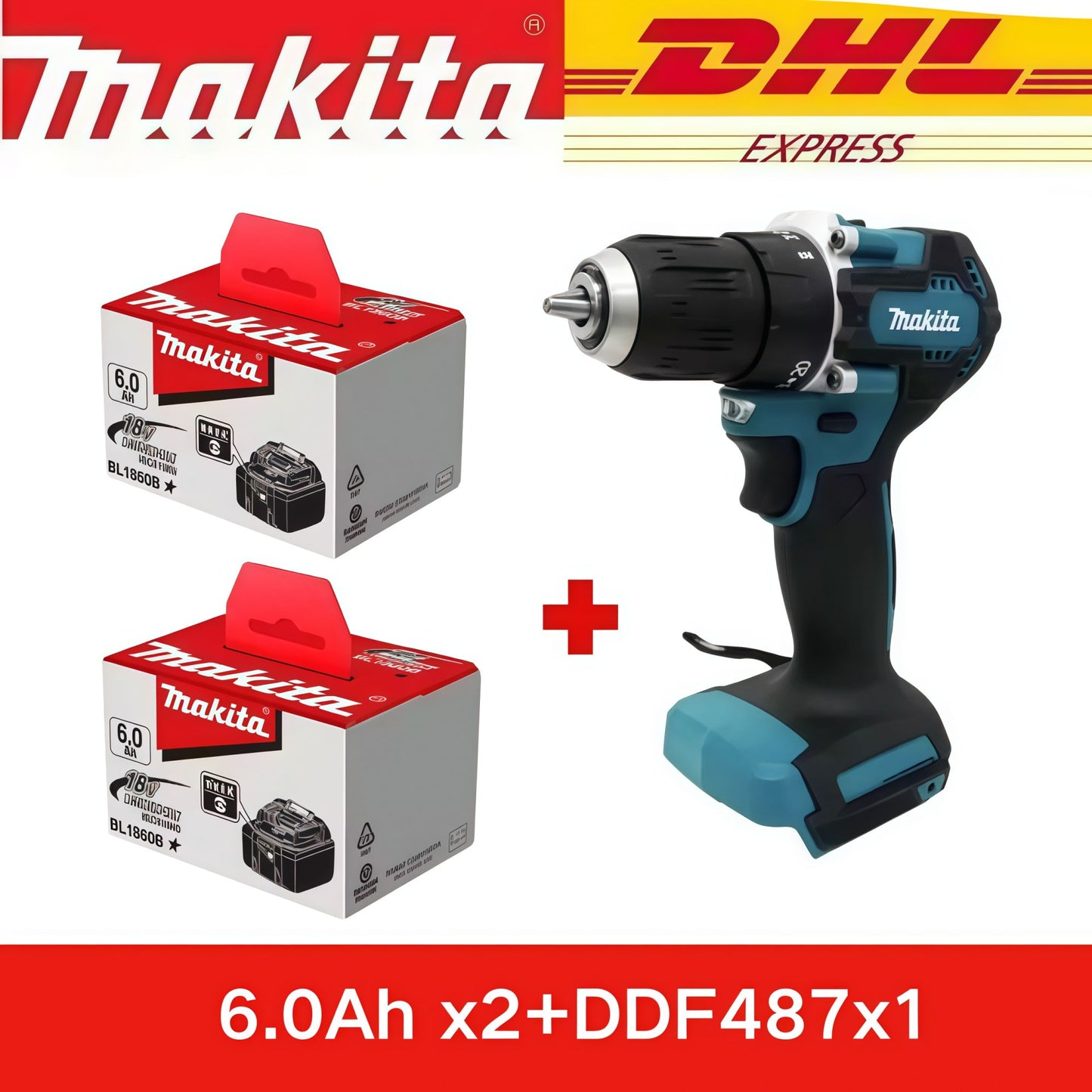?Makita DDF487 Parafusadeira 18V Furadeira de Impacto Sem Fio Elétrica Velocidade Variável Motor Brushless Ferramentas Elétricas Furadeira de Impacto