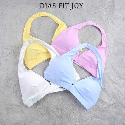 DIAS FIT JOY -Neck Hanging Neck Naked Feeling Yoga Bra for Running Fitness Cycling - Breathable Comfortable Sports Bra for Women