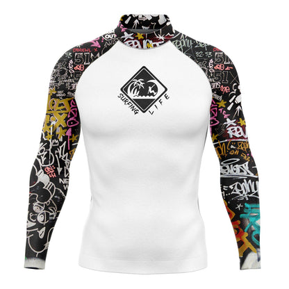 New Men's Long Sleeve Surfing Life Shirt Beach Sun Screen Surf Sweatshirt Rashguard UV Protection Swimwear UPF Gym Clothes