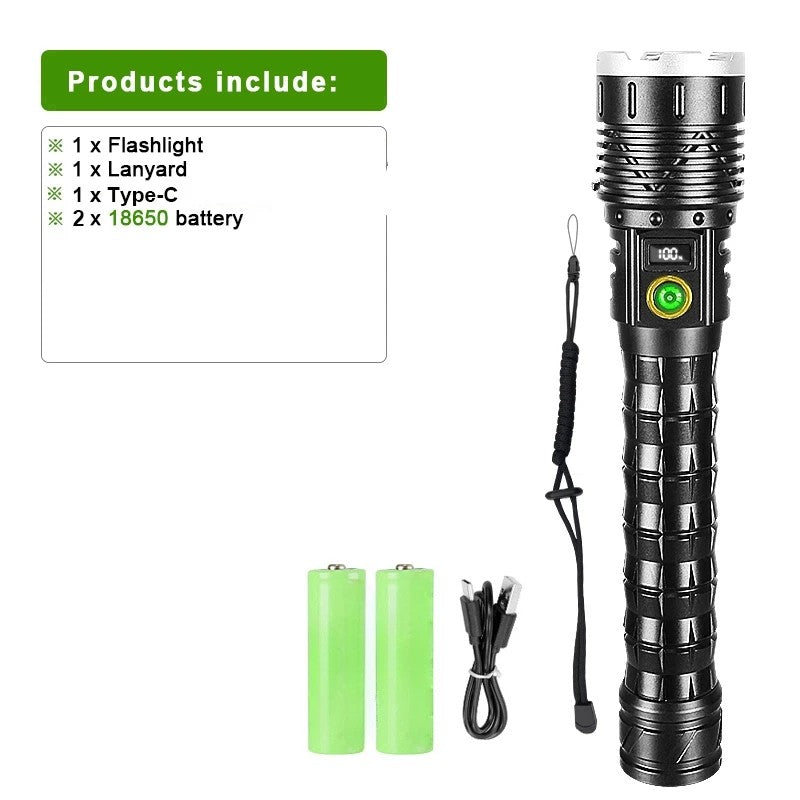10000mAh High Power LED Flashlight Long Range 5000M Rechargeable Tactical Torch Ultra Powerful Outdoor Hand Lamp Camping Lantern