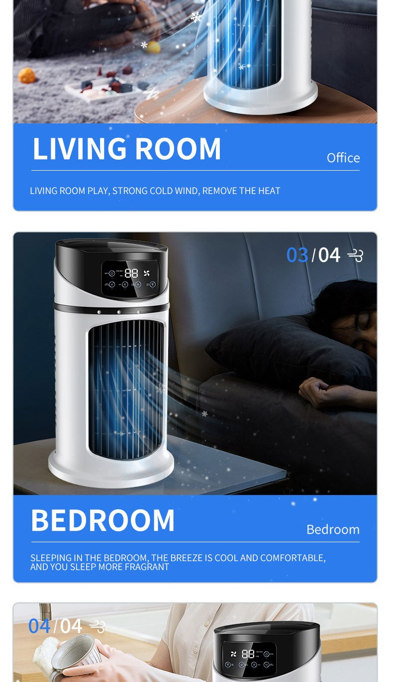 Condicionador de Ventilador Portátil com 6 Velocidades, Cooler de Névoa com Tanque de Água, Ventilador Silencioso para Dormir, Trabalhar e Estudar, Simula Vento Natural