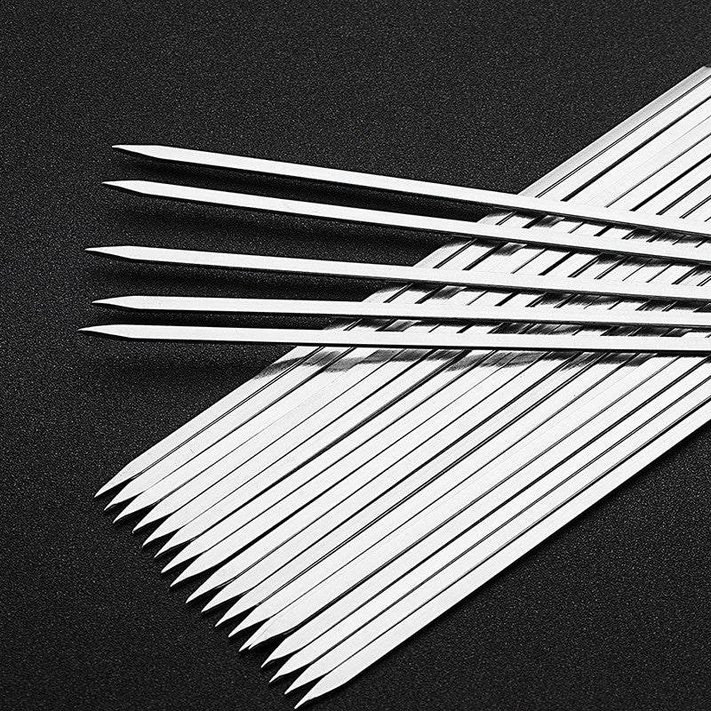 50Pcs Espeto de Churrasco de Aço Inoxidável Portátil Reutilizável com Tubo Espeto de Kebab de Ferro para Ferramentas de Acampamento e Piquenique ao Ar Livre