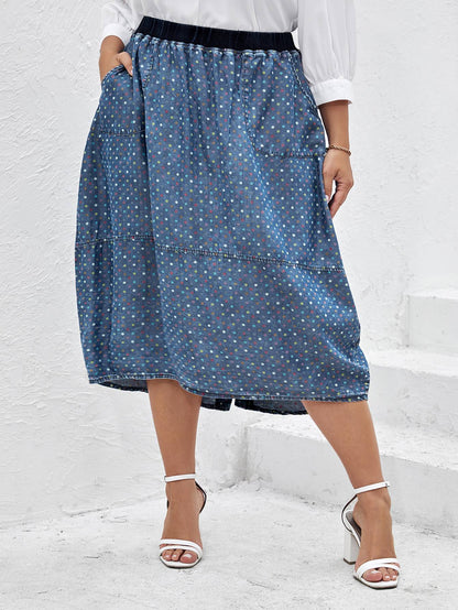 Women Plus Size Woven Spring And Autumn Denim Skirt