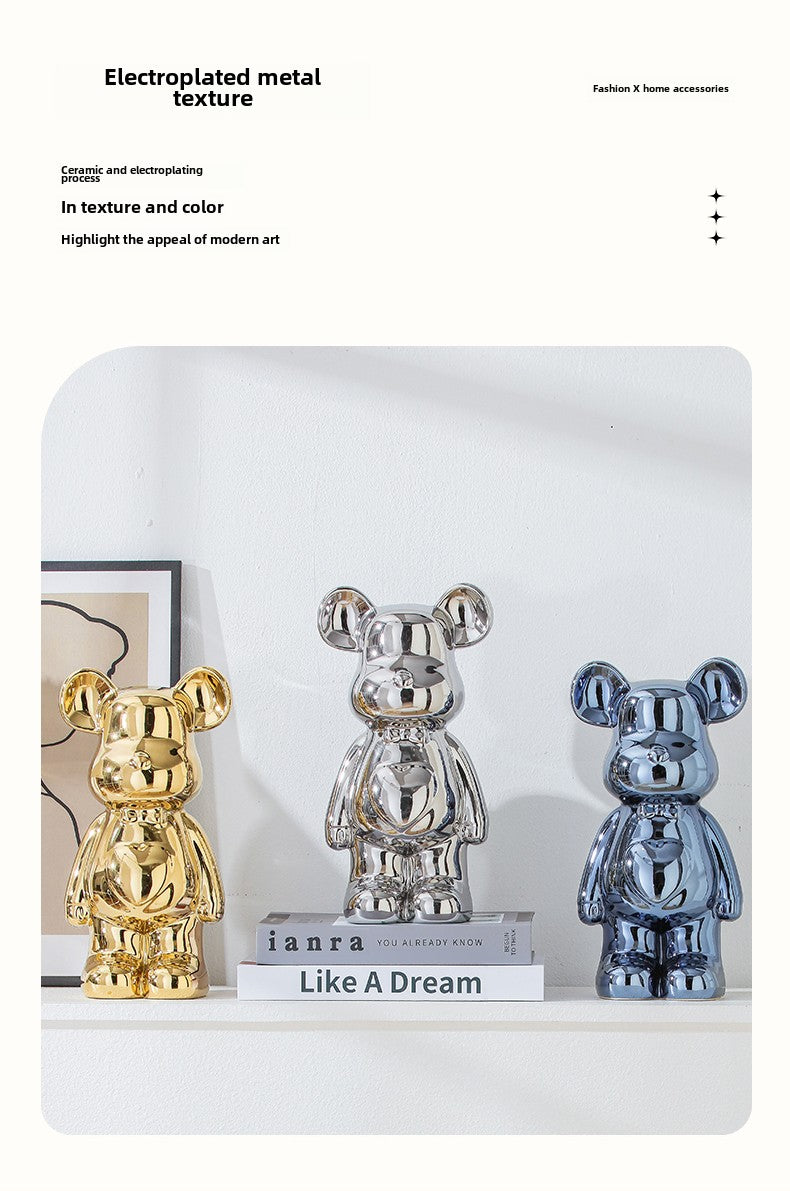 17/27/cm Aesthetic Bear brick Ceramic Staute Teddy Bear decor action figure Sculptures Ornament for room Home Decoration Crafts
