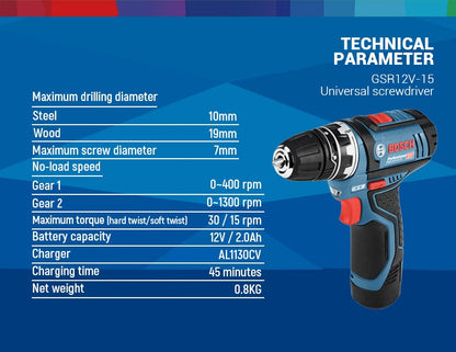 Bosch Professional 12V GSR 12V-15 FC Furadeira Sem Fio Parafusadeira Elétrica Sem Fio com 4 Adaptadores FlexiClick Ferramenta Elétrica