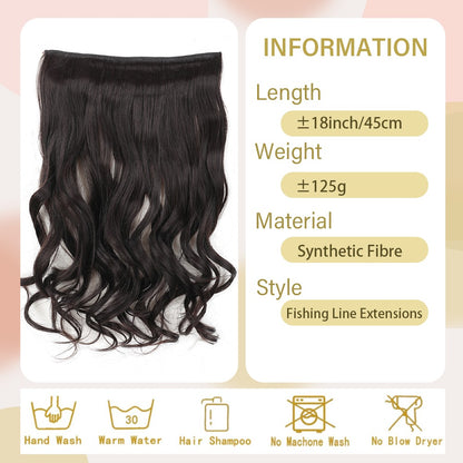 Fio Invisível em Apliques de Cabelo Sintético Ondulado 2 Presilhas em Apliques de Cabelo 45cm Fio de Nylon Peça de Cabelo Sintético para Mulheres
