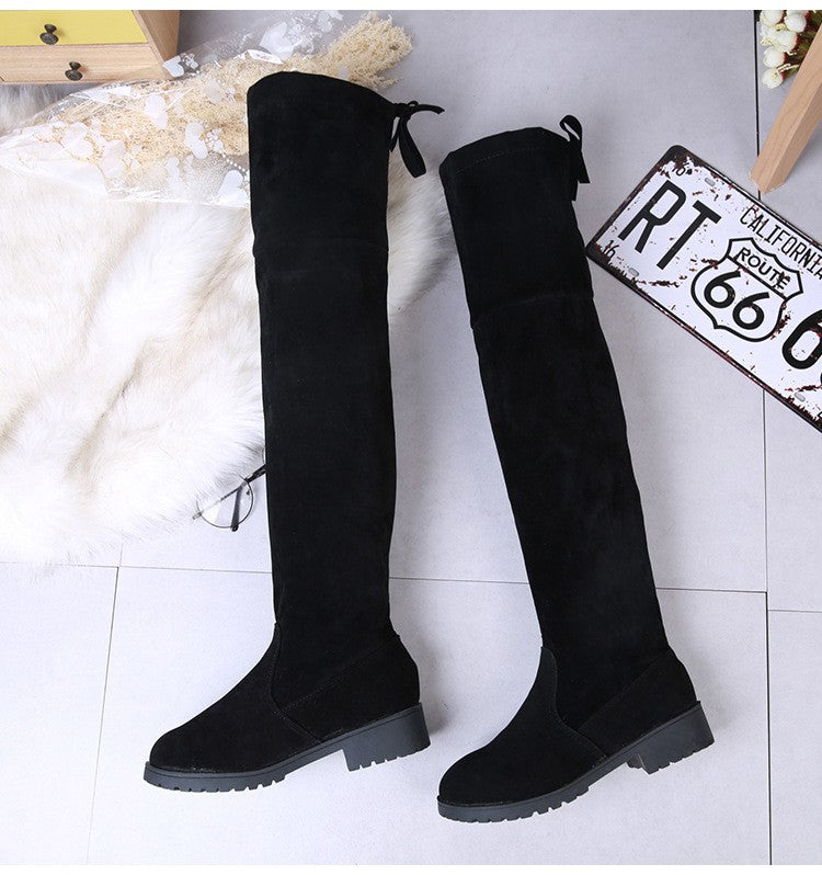 Winter women new knee high boots Outdoor suede antislip shoe Roundtoe casual elastic boot Comfortable fashion ladies shoes Botas