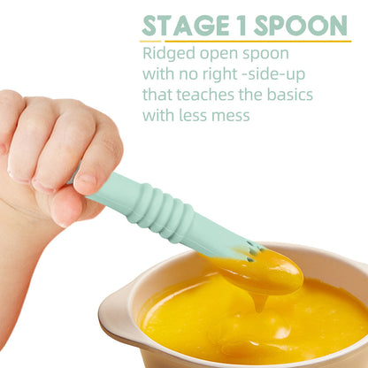 3Pcs Silicone Baby Feeding Bowl Set Learning Dishes Suction Bowl Feeding Spoon For Baby Toddler Training Bendable Chew Utensils