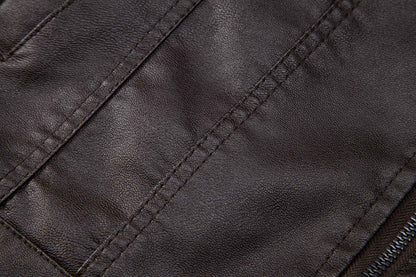 Men's Leather Jacket 2025 New Spring Autumn Winter Korean Style Slim Fit Trendy Fleece Lined Thickened Motorcycle Jacket Men's