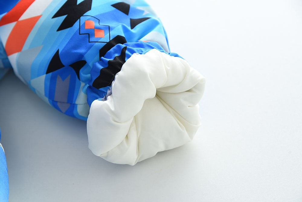 YBFSKID Kids Boys Winter Rompers Geometric Pattern Plush Thick Toddler Baby Boys Ski Suit Fur Collar Little Boys Jumpsuit Outfit