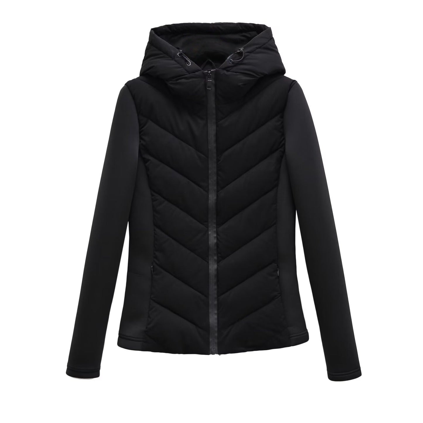 BSK&TRAF autumn and winter new women's hooded air cotton long-sleeved slim stitching light quilted down cotton jacket for women