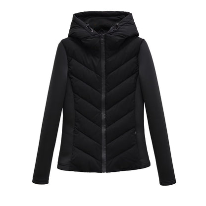 BSK&TRAF autumn and winter new women's hooded air cotton long-sleeved slim stitching light quilted down cotton jacket for women