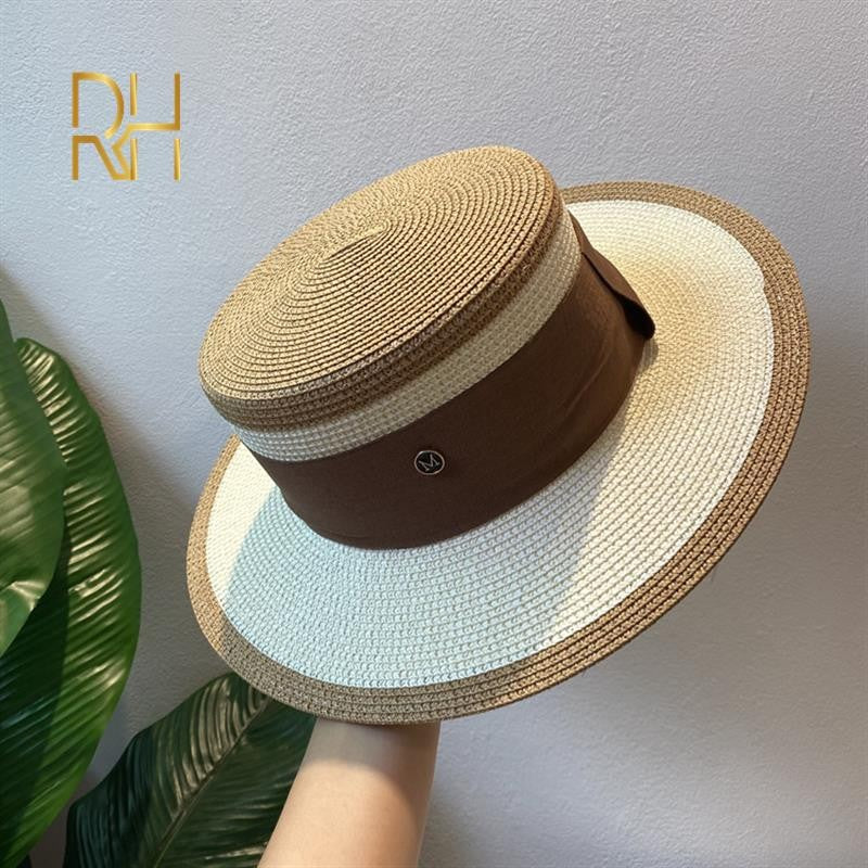 Chapéu de Palha Plano Hepburn Estilo Celebridade Francesa Fragrância Combinando Cores Top Feminino Quebra-sol Protetor Solar Férias Viagem