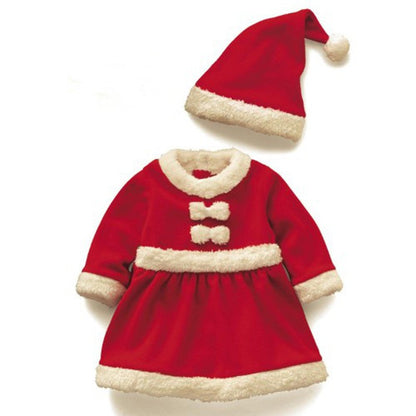 Christmas Baby Santa Claus Cosplay Costume Baby Boys Girls 3/4 Sleeve Clothes Toddler Kids Dress Children Clothing for 1-8 Years