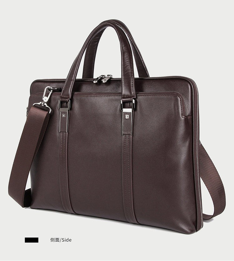 Luxury Genuine Leather Briefcase Men Leather Business Bag 15.6" Laptop Bag 14 Male Office Bag Document File Case Shoulder Bag