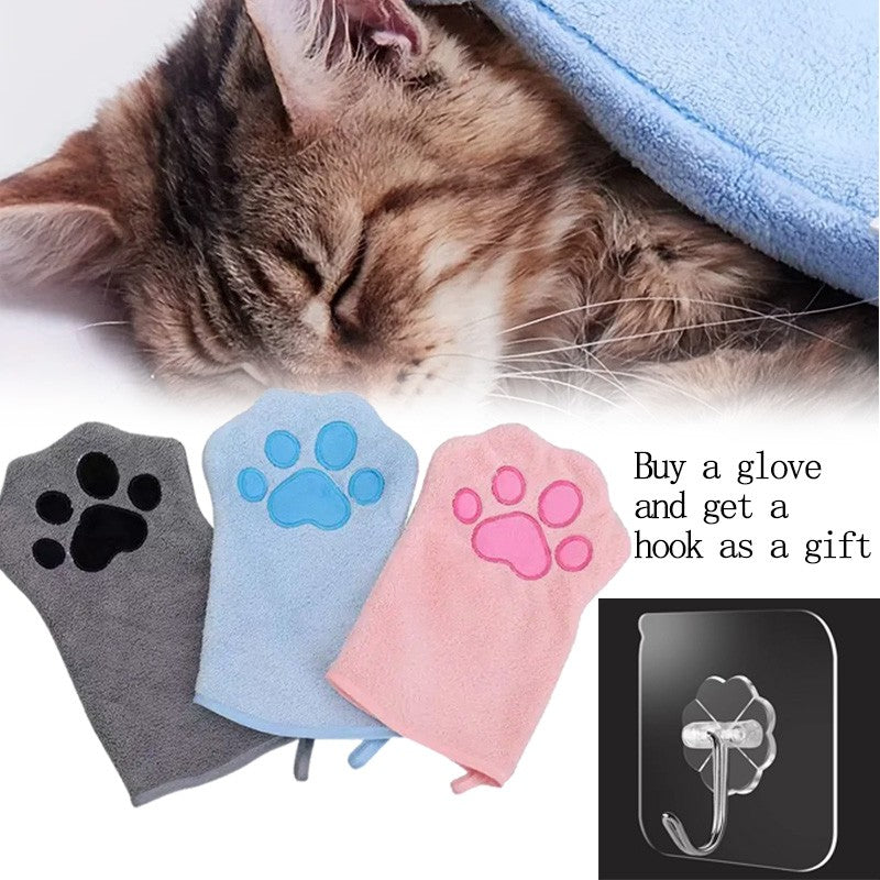 Luvas de Banho de Secagem Rápida para Cães Luvas de Higiene para Pets Multicores Macias com Estampa de Patinha para Cães e Gatos, Essenciais para Banho e Secagem