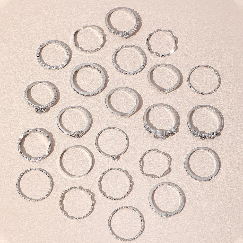 Conjunto de 23 Anéis de Nudilho da Moda para Mulheres com Cristal Estrela Lua Olho Onda Cor Ouro Prata Anéis Femininos Jóias da Moda para Festa Presente