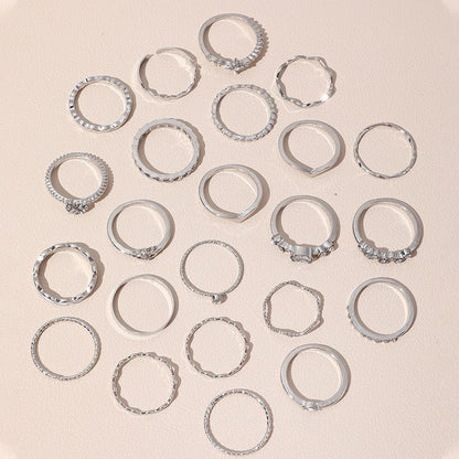 Conjunto de 23 Anéis de Nudilho da Moda para Mulheres com Cristal Estrela Lua Olho Onda Cor Ouro Prata Anéis Femininos Jóias da Moda para Festa Presente