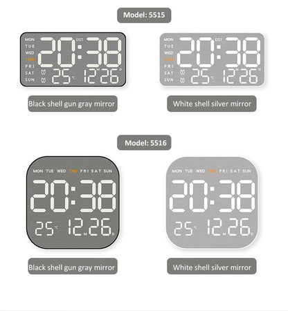 Mirror Brushed Finish Wall Clock Premium Feel Silent Wall Clock Table Alarm Clock Temp Display Bedroom Office Living Room Decor