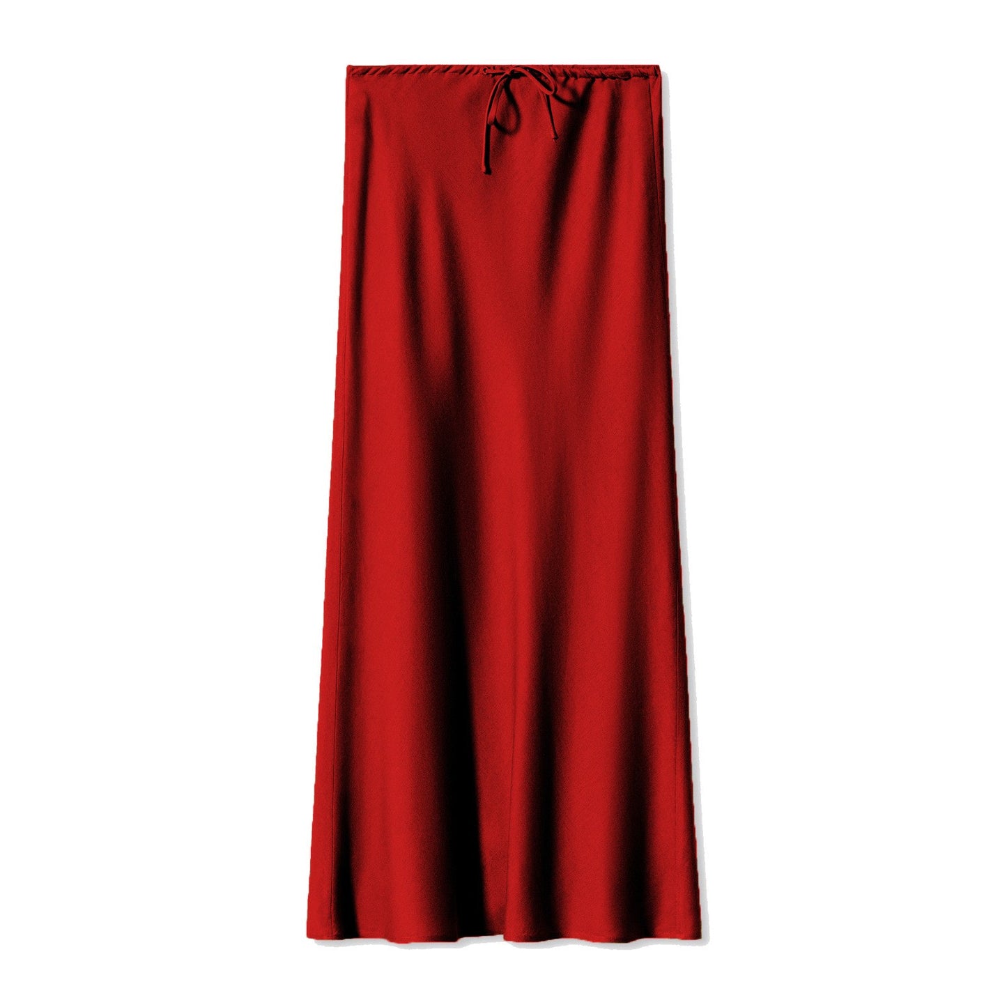 New In 2025 Spring Summer Solid Color Satin Long Skirt For Women High Waist Lace