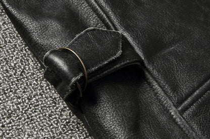 2025 Retro Style 100% Top Layer Cowhide Oversized Leather Jacket Color is made of Old Motorcycle Riding Clothes.