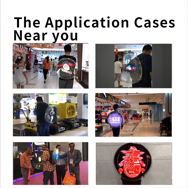 52CM LED 3D Holographic Fan Projector Portable Backpack with WiFi 576pcs Projector for Christmas Event Parties Advertising