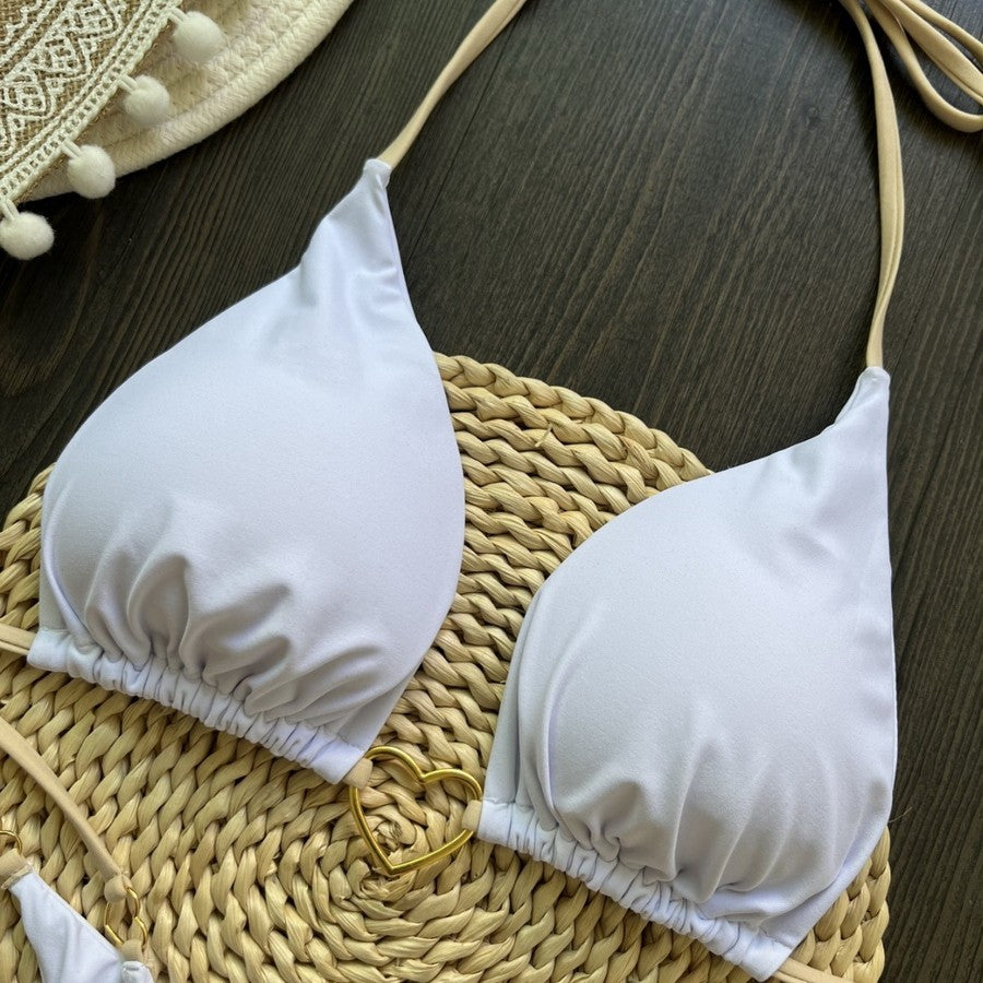 Para Praia 6 Colors Solid Brazilian Bikini Micro Swimwear T-back Swimsuit Women Sexy Biquini 2025 Thong Bikini Set Bathing Suit