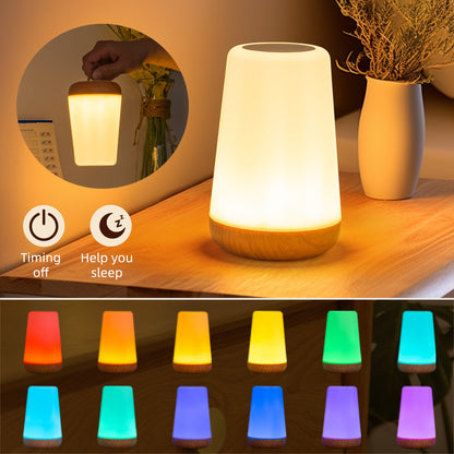 13 RGB Color Changing Portable Bedside Lamp Dimmable Remote Control USB Rechargeable Touch Night Light for Living Room Bedroom G