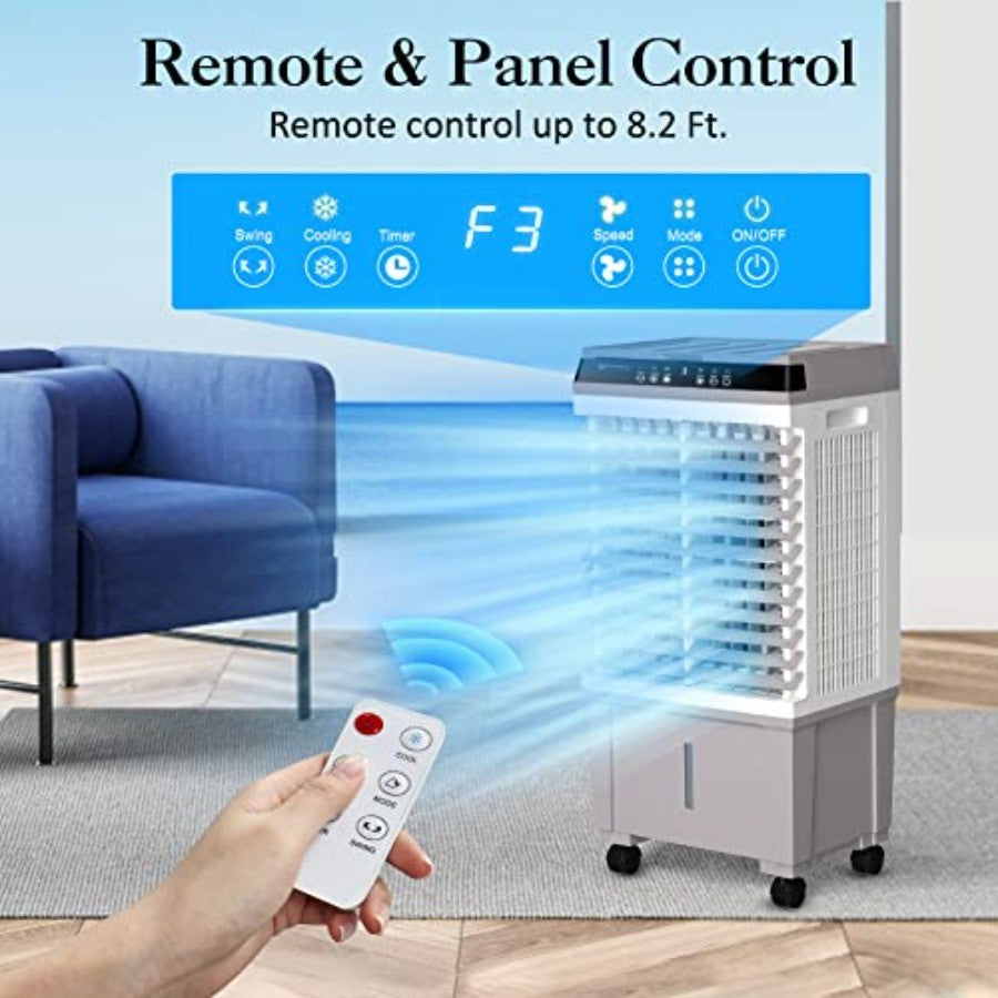 Climatizador Evaporativo 1800CFM Ar Condicionado Portátil Sem Janela para Grandes Ambientes Garagem Comercial Exterior Resfriador Evaporativo 3 em 1