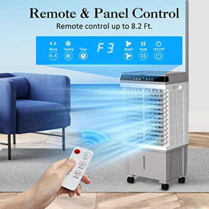 Climatizador Evaporativo 1800CFM Ar Condicionado Portátil Sem Janela para Grandes Ambientes Garagem Comercial Exterior Resfriador Evaporativo 3 em 1