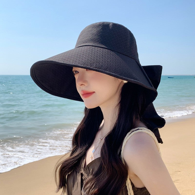 summer sun hat female sunscreen UV face protection neck protection outdoor cycling mountaineering beach large brim hat