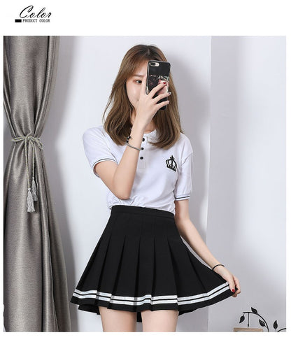 High Waist Women's Skirts Striped Pleated Elastic Waist Female Sweet Mini Dance Plaid Skirt Y2k Korean England Style