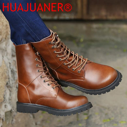 Botas Táticas Militares Masculinas Botas de Tornozelo de Deserto de Cano Alto Quentes e Antiderrapantes com Cadarço para Outono Inverno Masculino de Tamanho Grande