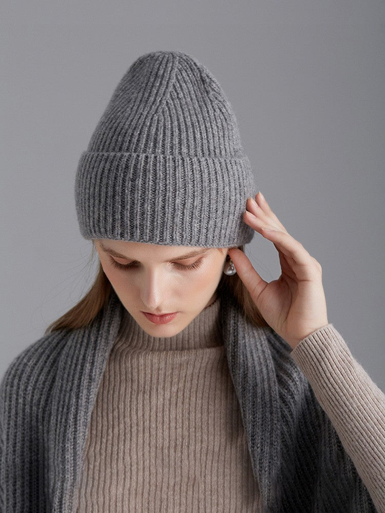 Pure Wool Beanies Knitted Cap Women Men Knitted Hat Casual Bonnets Soild Colour Autumn Winter
