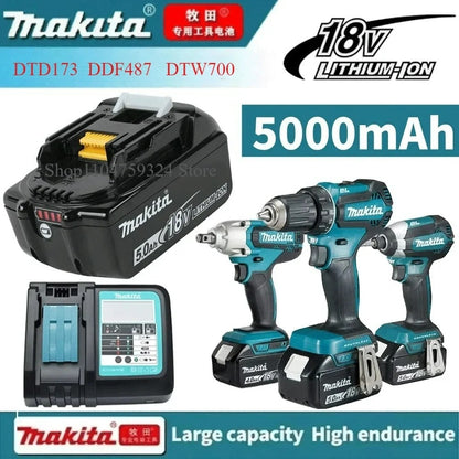 Bateria recarregável 100% original Makita 18V 5.0Ah 6.0Ah 9.0Ah, para ferramentas elétricas Makita Bateria+carregador+furadeira elétrica