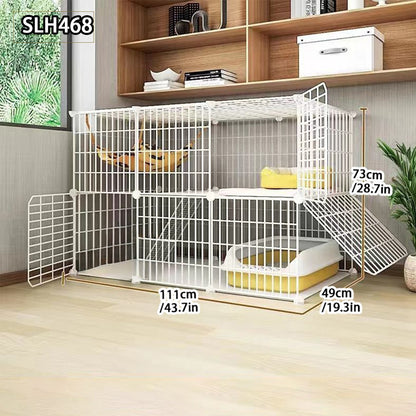 Grande Gaiola de Gato para Uso Doméstico, Vila de Gatos Gigante Interna, Estrutura de Escalada para Gatos com Espaço Livre de Várias Camadas, Casa de Gatos Luxuosa, Casa de Gatos
