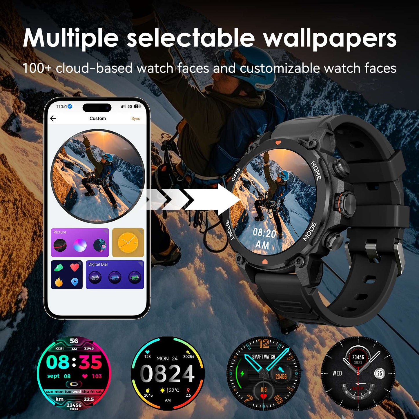 G6/ Trek 1 Smart Watch AMOLED Esportes ao Ar Livre GPS Bússola Frequência Cardíaca À Prova D'Água Chamada Bluetooth 5ATM One Plus Smartwatches Para Homem