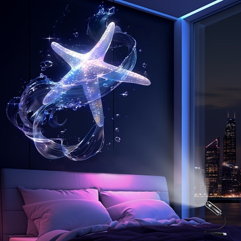 LED USB Projector Light 3/4pcs Projection Patterns- Adjustable USB Night Light for Christmas Festival Decorations