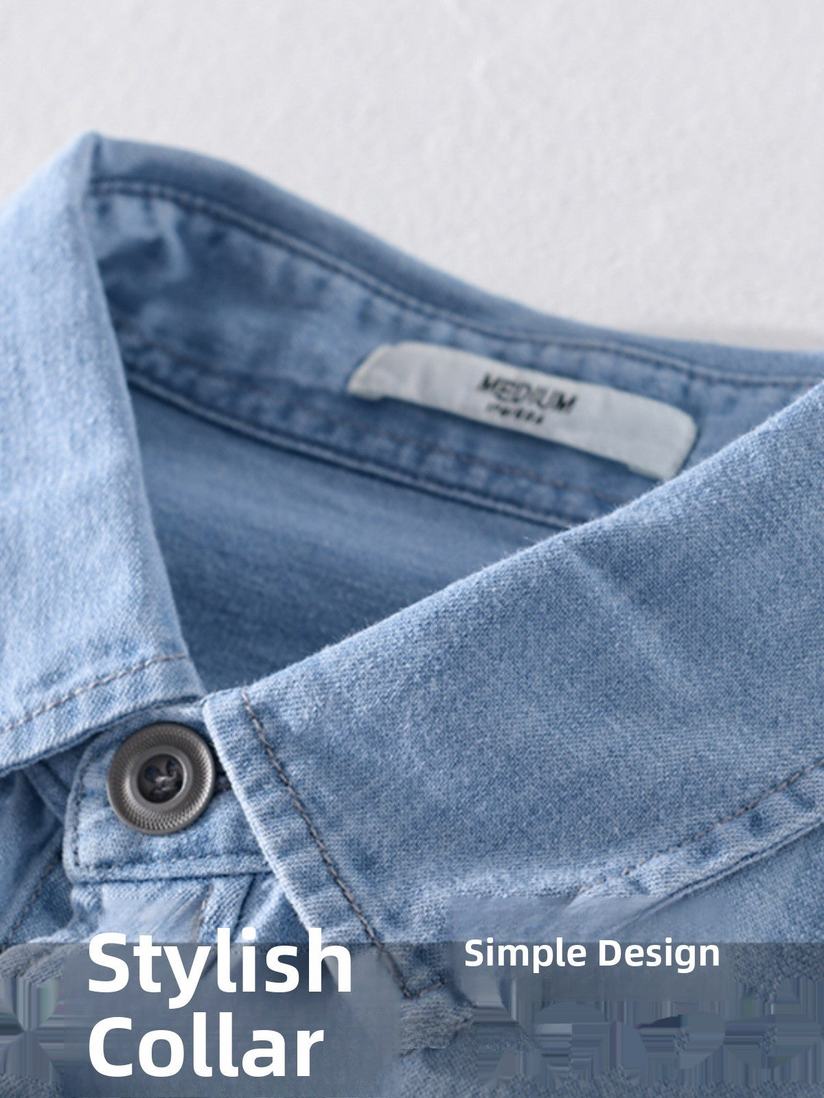 Spring Japanese Sle Loose Casual Long Sve Men's Denim irt Vintage Simple Outerwear Youth Faion Stand Fit Button up