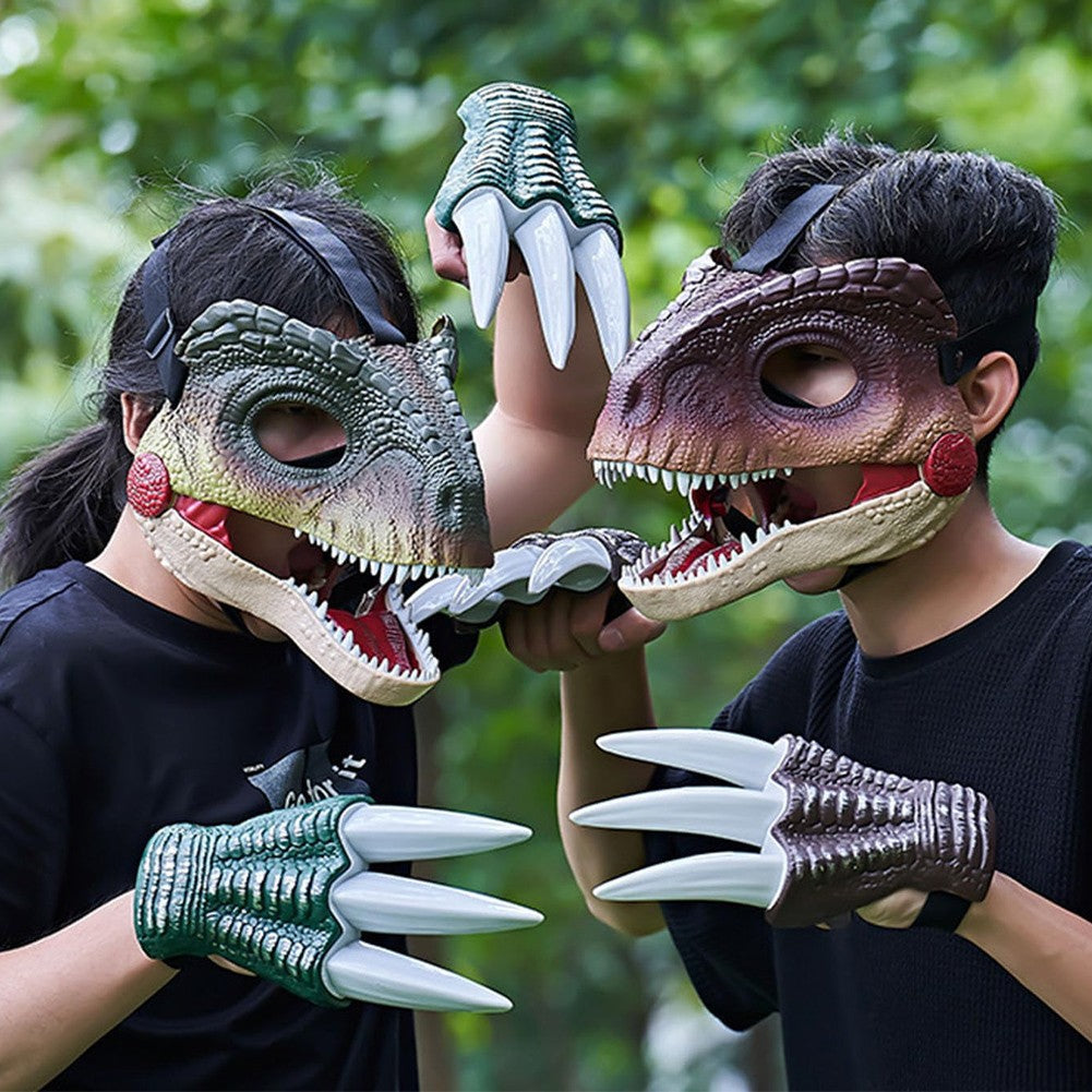 Moving Jaw Dino Mask with Dinosaur Scream Dinosaur Head Face Mask Lifelike Dinosaur Mask Headwear for Halloween Carnival Party