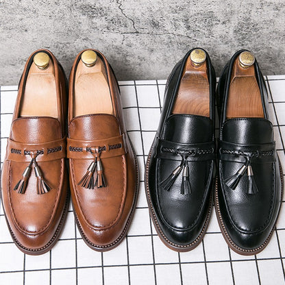 Formal Leather Shoes For Men Classic Men's Dress Shoes Tassel Social Leather Brouge Shoes Men Casual Business Leather Loafer Man