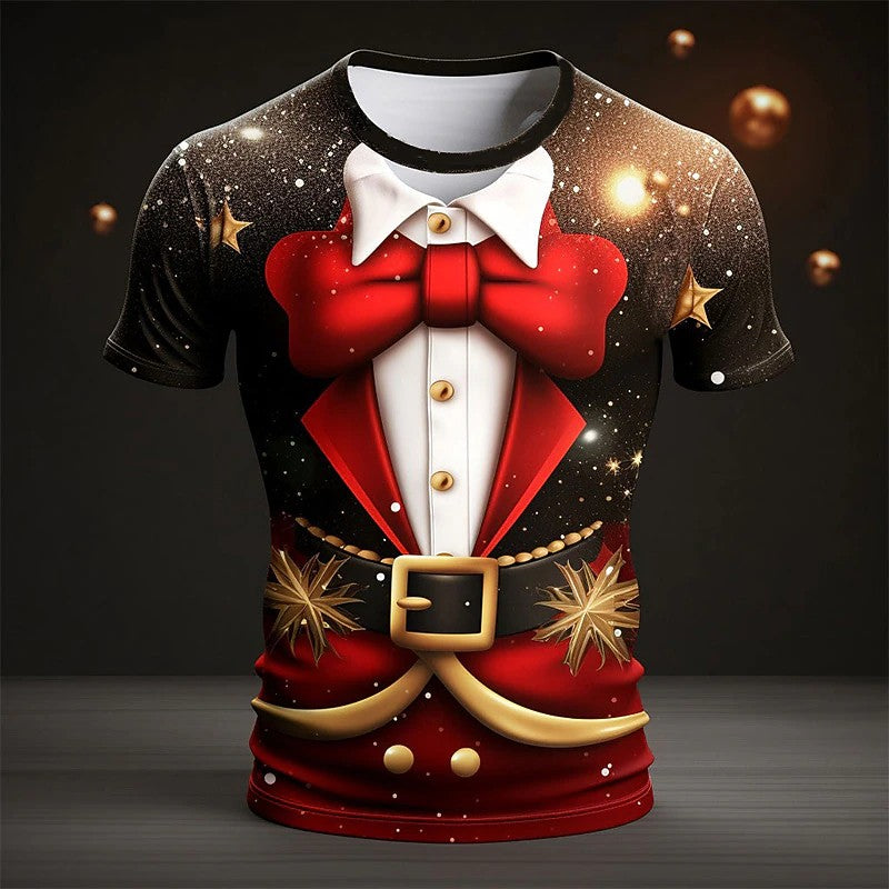 2025 Christmas Men's T-shirt Clothing Fashion Christmas Tree Graphic Print T-shirts New Large Size Short Sleeve T Shirt For Men