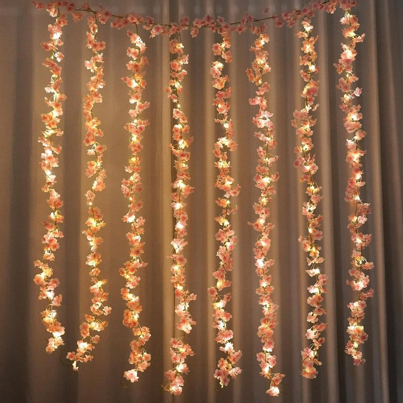 1Pcs Artificial Flowers Pink Cherry Blossom Vine 180CM LED Lights Garland for Home Decor Wedding Decoration DIY Party Supplies