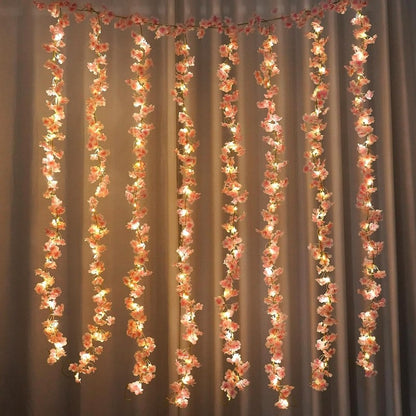 1Pcs Artificial Flowers Pink Cherry Blossom Vine 180CM LED Lights Garland for Home Decor Wedding Decoration DIY Party Supplies