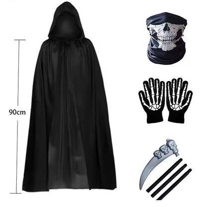 2026 Halloween Reaper Costume Set, including Death Gloves, Masks, Sickles, Role-Playing Costumes, and Adult Reaper Cloaks