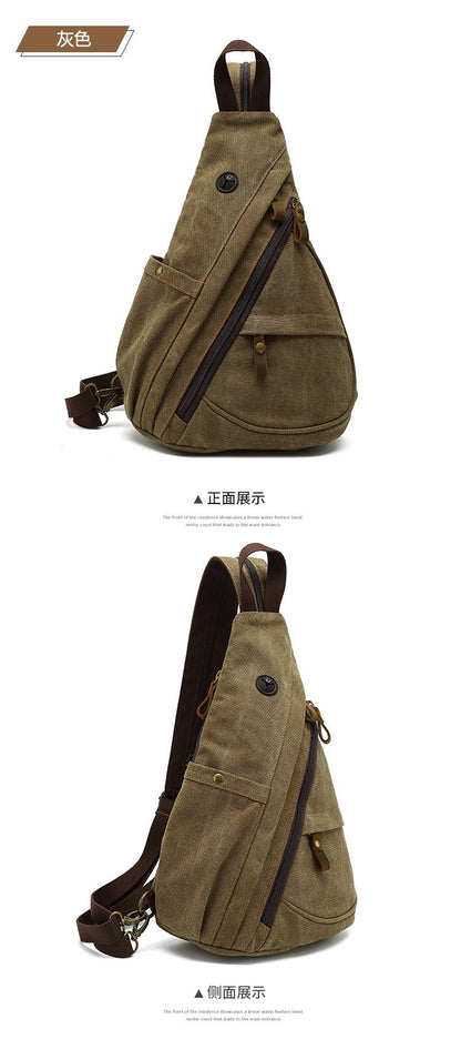 2024 new men's canvas chest bag large capacity leisure men's bag Single Shoulder Messenger Bag multi functional back backpack