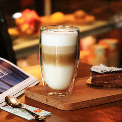 Copo de Vidro de Parede Dupla Isolamento Térmico Transparente Feito à Mão para Chá Copos MINI de Uísque Caneca de Café Expresso Conjunto de 250-450ml