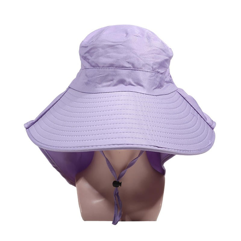 Chapéu de Proteção Solar de Verão Feminino, Viseira para Sol, Pesca, Caminhada, Viagem, Proteção de Pescoço, Lenço, Chapéu de Balde