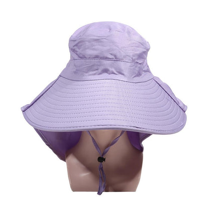 Chapéu de Proteção Solar de Verão Feminino, Viseira para Sol, Pesca, Caminhada, Viagem, Proteção de Pescoço, Lenço, Chapéu de Balde