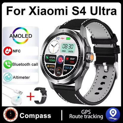 Novo Para Xiaomi S4 Ultra Outdoor Sports Smart Watch Masculino 1,53 polegadas AMOLED NFC GPS Bússola Frequência cardíaca À prova d'água Chamada BT Smartwatch